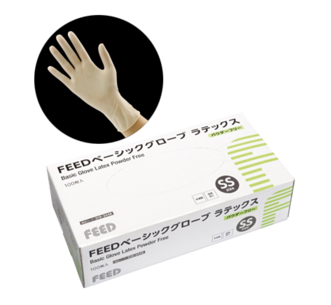 FEEDベーシックグローブ ラテックス パウダーフリー SS