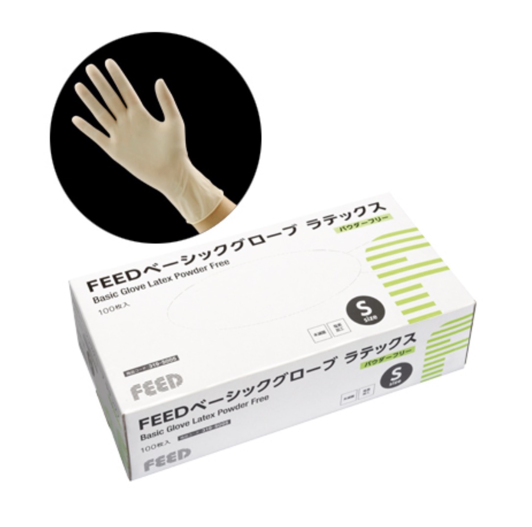 FEEDベーシックグローブ ラテックス パウダーフリー S